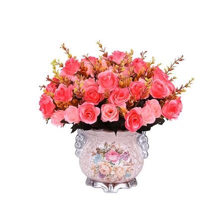 In season, artificial flower decoration, living room, bedroom, fake flower decoration, ceramic vase, floral set, hotel table, plastic flower cloth, silk flower, dried flower bouquet, TV cabinet, tea rose combination evening + B vase, fake flower set In season, artificial flower decoration, living room, bedroom, fake flower decoration, ceramic vase, floral set, hotel table, plastic flower cloth, silk flower, dried flower bouquet, TV cabinet, tea rose combination evening + B vase, fake flower set