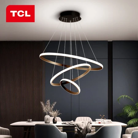 TCL Lighting living room chandelier bedroom dining room chandelier modern minimalist creative dining table lighting adjustable Zhongshan three-ring black-20+40+60cm-30*2 watts three-color TCL Lighting living room chandelier bedroom dining room chandelier modern minimalist creative dining table lighting adjustable Zhongshan three-ring black-20+40+60cm-30*2 watts three-color