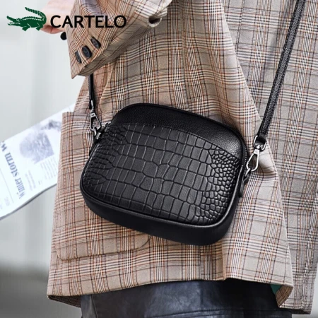 Cartelo crocodile CARTELO bag women's bag shoulder bag ladies messenger bag small round bag student shell bag casual all-match black birthday gift Cartelo crocodile CARTELO bag women's bag shoulder bag ladies messenger bag small round bag student shell bag casual all-match black birthday gift