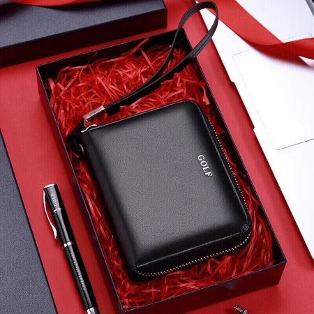 Golf GOLF first layer cowhide card holder men's multi-card bank card holder anti-theft brush large-capacity coin purse gift box black Golf GOLF first layer cowhide card holder men's multi-card bank card holder anti-theft brush large-capacity coin purse gift box black