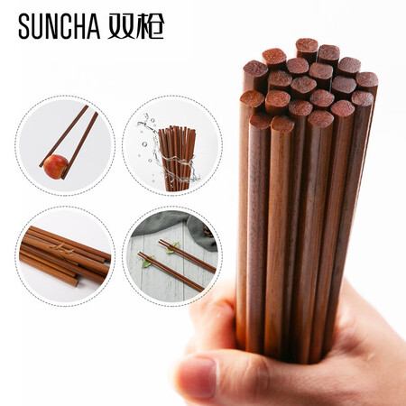 Double gun Suncha chopsticks 10 pairs of log iron wood chopsticks household solid wood chopsticks set Double gun Suncha chopsticks 10 pairs of log iron wood chopsticks household solid wood chopsticks set