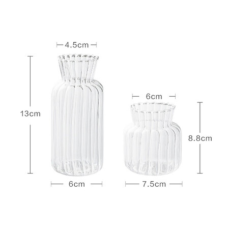 Sweet spot small vase glass transparent hydroponic plant fake artificial flower mini vase floral ins style Japanese decorative ornaments 2 packs Sweet spot small vase glass transparent hydroponic plant fake artificial flower mini vase floral ins style Japanese decorative ornaments 2 packs