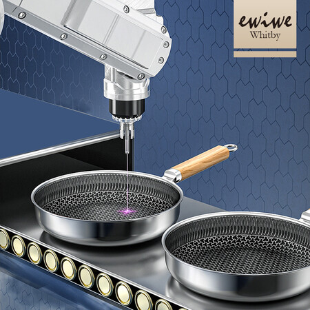 British EWIWE wooden handle 316 stainless steel honeycomb non-stick frying pan, stainless steel less oily frying pan, household induction cooker, gas stove, open flame, universal cooking frying pan with full screen 22cm/316 stainless steel stove universal British EWIWE wooden handle 316 stainless steel honeycomb non-stick frying pan, stainless steel less oily frying pan, household induction cooker, gas stove, open flame, universal cooking frying pan with full screen 22cm/316 stainless steel stove universal