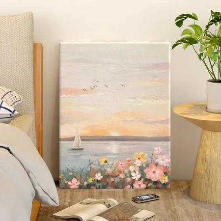 Bases digital oil painting diy landscape flowers hand-painted oil painting coloring living room decorative painting children's hand-painted animation hanging painting flowers and sea environment 50*40cm stretched solid wood inner frame set Bases digital oil painting diy landscape flowers hand-painted oil painting coloring living room decorative painting children's hand-painted animation hanging painting flowers and sea environment 50*40cm stretched solid wood inner frame set