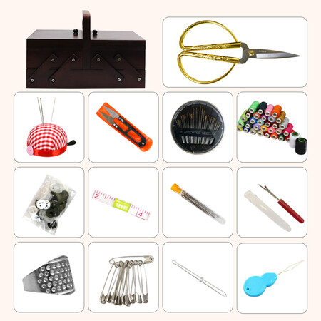 Banzhini Sewing Box Set Solid Wood Sewing Box Set Household Hand-storage Sewing Box Travel Goods Multi-purpose Travel Home Portable Sewing and Sewing Tool Set Storage Bag Banzhini Sewing Box Set Solid Wood Sewing Box Set Household Hand-storage Sewing Box Travel Goods Multi-purpose Travel Home Portable Sewing and Sewing Tool Set Storage Bag