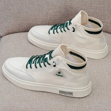 High-top shoes men's 2022 summer new Korean version trendy small white canvas shoes all-match casual leather student skate shoes 801 white camel cloth surface 43 High-top shoes men's 2022 summer new Korean version trendy small white canvas shoes all-match casual leather student skate shoes 801 white camel cloth surface 43