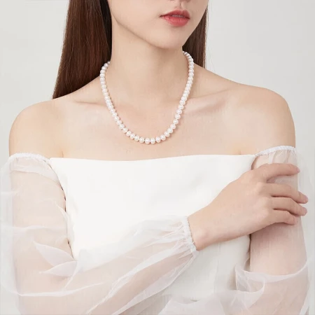 Saturday Blessing Jewelry Simple Pearl Necklace Women's S925 Silver Buckle Freshwater Pearl Necklace Mother's Birthday Gift About 45cm Saturday Blessing Jewelry Simple Pearl Necklace Women's S925 Silver Buckle Freshwater Pearl Necklace Mother's Birthday Gift About 45cm