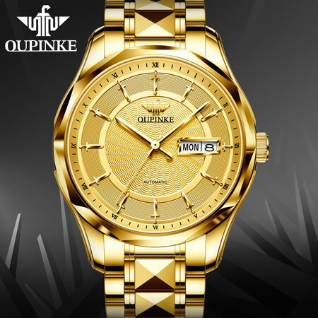Swiss famous watch Europin watches men's automatic mechanical watch men's high-end waterproof luminous dual calendar watch simple business brand national watch Valentine's Day gift for father and husband Swiss-Golden Grey Surface Swiss famous watch Europin watches men's automatic mechanical watch men's high-end waterproof luminous dual calendar watch simple business brand national watch Valentine's Day gift for father and husband Swiss-Golden Grey Surface