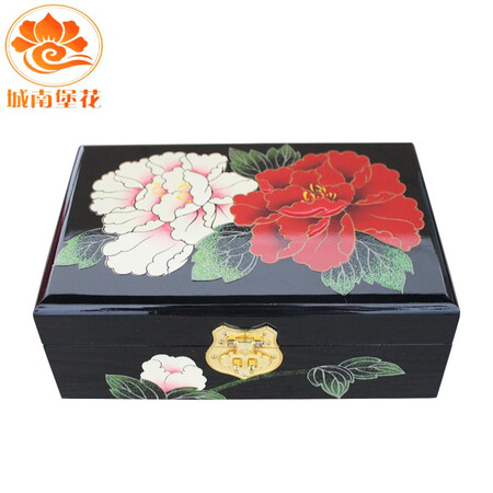 Nine-color jiucai jewelry box Pingyao push-light lacquerware Hand-made collections for Women’s Day gifts Push-light lacquer jewelry box Shanxi specialty double-color peonies on black Nine-color jiucai jewelry box Pingyao push-light lacquerware Hand-made collections for Women’s Day gifts Push-light lacquer jewelry box Shanxi specialty double-color peonies on black