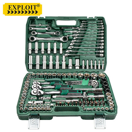 Pioneering EXPLOIT auto repair tool set kit sleeve combination sleeve car multi-function repair car repair box tool kit upgrade 72 tooth curved handle ratchet wrench 150-piece set 100484 Pioneering EXPLOIT auto repair tool set kit sleeve combination sleeve car multi-function repair car repair box tool kit upgrade 72 tooth curved handle ratchet wrench 150-piece set 100484