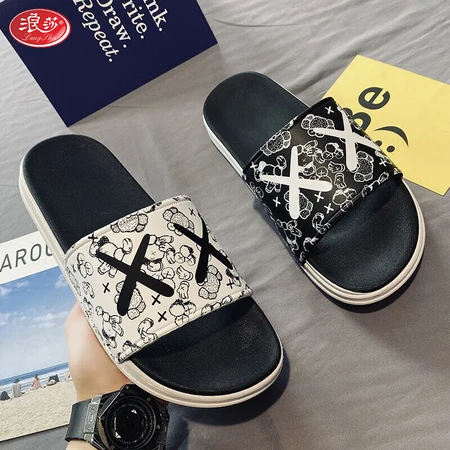 Langsha slippers men and women couple shoes 2022 summer outdoor wear slippers beach shoes home sandals trendy shoes simple fashion comfortable bathroom bathing home outer wear mandarin duck shoes black and white 41-42 Langsha slippers men and women couple shoes 2022 summer outdoor wear slippers beach shoes home sandals trendy shoes simple fashion comfortable bathroom bathing home outer wear mandarin duck shoes black and white 41-42