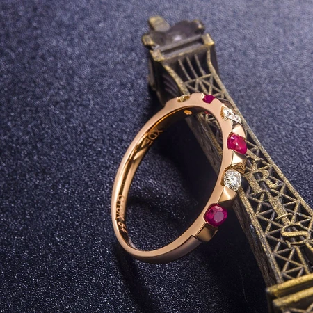 Hi Diamond Ruby Ring Female 18K Rose Gold Row Ring Simple Group Inlaid Gem Bar Ring Fashion Color Treasure Ring Female Ring Gift 18K Rose Gold Ruby 7 Points + 5 Points Diamond Hi Diamond Ruby Ring Female 18K Rose Gold Row Ring Simple Group Inlaid Gem Bar Ring Fashion Color Treasure Ring Female Ring Gift 18K Rose Gold Ruby 7 Points + 5 Points Diamond