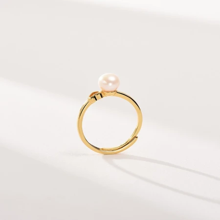 Jingrun Mood Alloy Freshwater Pearl Ring 6-7mm White Steamed Bun Shape Fashion 6-7cm Jingrun Mood Alloy Freshwater Pearl Ring 6-7mm White Steamed Bun Shape Fashion 6-7cm