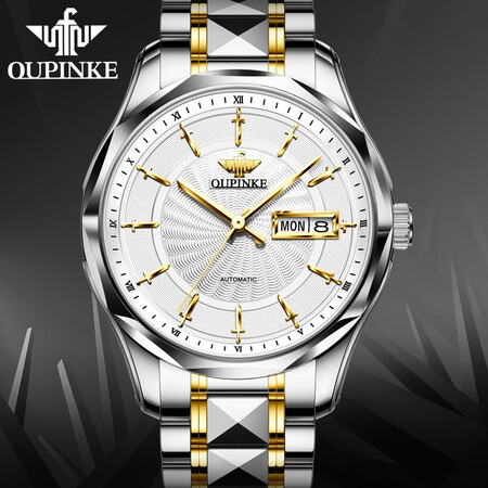 Swiss famous watch Europin watches men's automatic mechanical watch men's high-end waterproof luminous dual calendar watch simple business brand national watch Valentine's Day gift for father and husband Swiss-Golden Grey Surface Swiss famous watch Europin watches men's automatic mechanical watch men's high-end waterproof luminous dual calendar watch simple business brand national watch Valentine's Day gift for father and husband Swiss-Golden Grey Surface