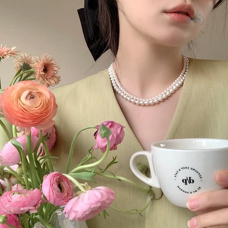 Ji Yuyou Pearl Necklace Women's Summer New Light Luxury Niche Design High-end Birthday Gift Necklace Accessories Clavicle Chain Glass Pearl Necklace About 5mm Ji Yuyou Pearl Necklace Women's Summer New Light Luxury Niche Design High-end Birthday Gift Necklace Accessories Clavicle Chain Glass Pearl Necklace About 5mm
