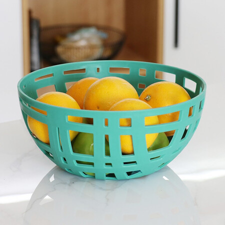What people eat fruit basket hollow plastic drain basket home living room coffee table fruit plate kitchen creative vegetable washing basket restaurant fruit basket blue, green, yellow, orange 4 colors each 1 1 What people eat fruit basket hollow plastic drain basket home living room coffee table fruit plate kitchen creative vegetable washing basket restaurant fruit basket blue, green, yellow, orange 4 colors each 1 1