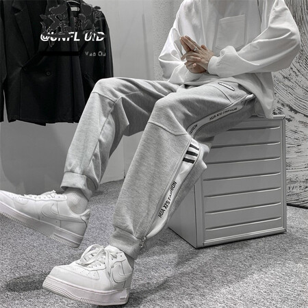 Yaoqu YAO QU casual pants men's spring and autumn loose-fitting harem pants tide brand wild high street port style ins boys sports pants gray XL Yaoqu YAO QU casual pants men's spring and autumn loose-fitting harem pants tide brand wild high street port style ins boys sports pants gray XL