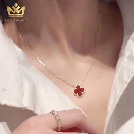 Hong Kong MazaHongan light luxury brand ladies lucky four-leaf clover necklace female silver collarbone chain pendant female girlfriend necklace for girlfriend wife girlfriend birthday gift Hong Kong MazaHongan light luxury brand ladies lucky four-leaf clover necklace female silver collarbone chain pendant female girlfriend necklace for girlfriend wife girlfriend birthday gift