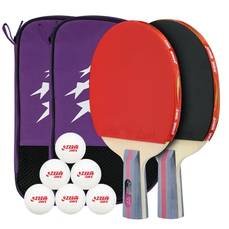 Double Happiness DHS two-star pen-hold table tennis racket set H2006 pair racket with ball bag + table tennis Double Happiness DHS two-star pen-hold table tennis racket set H2006 pair racket with ball bag + table tennis