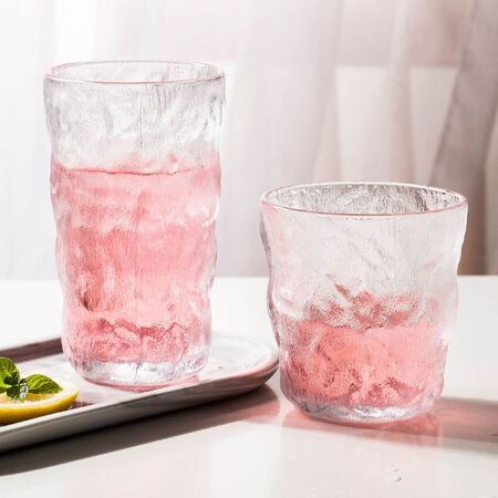 Huixun glacier pattern glass household high-value water cup women's juice cup ins wind ice cup coffee mug beer mug high style 2 packs Huixun glacier pattern glass household high-value water cup women's juice cup ins wind ice cup coffee mug beer mug high style 2 packs