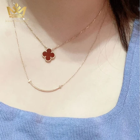 Hong Kong MazaHongan light luxury brand ladies lucky four-leaf clover necklace female silver collarbone chain pendant female girlfriend necklace for girlfriend wife girlfriend birthday gift Hong Kong MazaHongan light luxury brand ladies lucky four-leaf clover necklace female silver collarbone chain pendant female girlfriend necklace for girlfriend wife girlfriend birthday gift