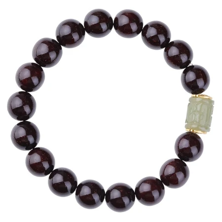 Yanyun jewelry multi-venus leaflet red sandalwood bracelet Hetian jade silver inlaid back pattern beads Buddha beads rosary wood bracelet handle piece men's and women's bracelet 10mm Yanyun jewelry multi-venus leaflet red sandalwood bracelet Hetian jade silver inlaid back pattern beads Buddha beads rosary wood bracelet handle piece men's and women's bracelet 10mm
