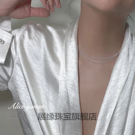 Zhanyuan Alice yanan ultra-fine glare mini baby pearl necklace female simple temperament clavicle chain ultra-fine 2mm chain length 36cm+4cm extension chain Zhanyuan Alice yanan ultra-fine glare mini baby pearl necklace female simple temperament clavicle chain ultra-fine 2mm chain length 36cm+4cm extension chain