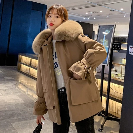 La Chapelle Cotton Coat Women's 2022 Autumn and Winter New Workwear Party Overcome Women's Fashion Thick Cotton Coat Coat Women's Beige One Size La Chapelle Cotton Coat Women's 2022 Autumn and Winter New Workwear Party Overcome Women's Fashion Thick Cotton Coat Coat Women's Beige One Size