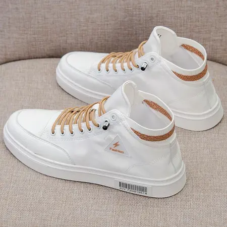 High-top shoes men's 2022 summer new Korean version trendy small white canvas shoes all-match casual leather student skate shoes 801 white camel cloth surface 43 High-top shoes men's 2022 summer new Korean version trendy small white canvas shoes all-match casual leather student skate shoes 801 white camel cloth surface 43