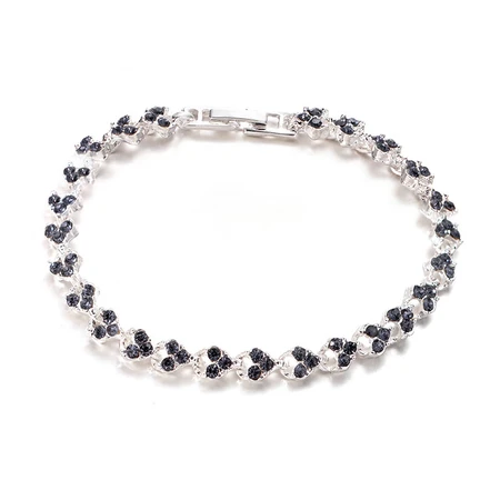 Xi makeup exquisite light luxury Roman crystal bracelet simple diamond full diamond bracelet fashion ladies temperament bracelet jewelry LX 1 piece silver Xi makeup exquisite light luxury Roman crystal bracelet simple diamond full diamond bracelet fashion ladies temperament bracelet jewelry LX 1 piece silver