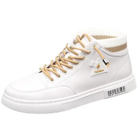 High-top shoes men's 2022 summer new Korean version trendy small white canvas shoes all-match casual leather student skate shoes 801 white camel cloth surface 43 High-top shoes men's 2022 summer new Korean version trendy small white canvas shoes all-match casual leather student skate shoes 801 white camel cloth surface 43