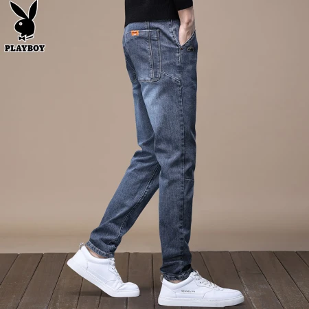 Playboy PLAYBOY jeans men's trend spring and summer casual pants men's loose business straight all-match trousers blue gray 32 Playboy PLAYBOY jeans men's trend spring and summer casual pants men's loose business straight all-match trousers blue gray 32