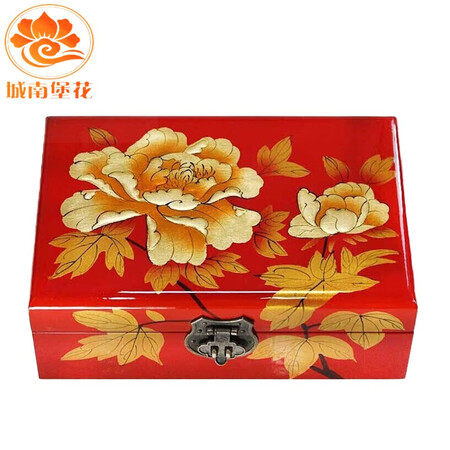Nine-color jiucai jewelry box Pingyao push light lacquerware Hand-made collections for women’s day gifts Push light lacquer jewelry box Shanxi specialty red gold peony Nine-color jiucai jewelry box Pingyao push light lacquerware Hand-made collections for women’s day gifts Push light lacquer jewelry box Shanxi specialty red gold peony