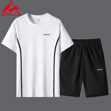Lake rooster sports suit men's summer short-sleeved T-shirt new elastic comfortable breathable thin section quick-drying casual underwear 8805 gray 3XL about 145-160 catties Lake rooster sports suit men's summer short-sleeved T-shirt new elastic comfortable breathable thin section quick-drying casual underwear 8805 gray 3XL about 145-160 catties