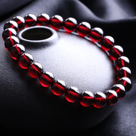 Shiyue jewelry 7-8mm garnet bracelet wine red garnet single ring bracelet crystal agate female wine red Shiyue jewelry 7-8mm garnet bracelet wine red garnet single ring bracelet crystal agate female wine red
