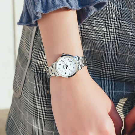 Aiqi EYKI watch ladies women's watch steel belt female students girls waterproof female models national watch women's simple quartz watch middle school students Korean brand high school students junior high school watches Europe, America, Japan and South Korea temperament silver white-female models Aiqi EYKI watch ladies women's watch steel belt female students girls waterproof female models national watch women's simple quartz watch middle school students Korean brand high school students junior high school watches Europe, America, Japan and South Korea temperament silver white-female models