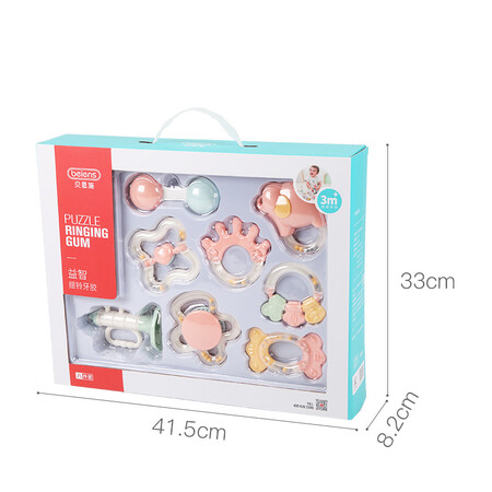 Baenshi baby toys 0-1 year old newborn baby toy baby rattle molar teether appease toy color boxed 8-piece set B272 Baenshi baby toys 0-1 year old newborn baby toy baby rattle molar teether appease toy color boxed 8-piece set B272
