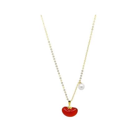 BOLYPLACE brand red agate acacia bean necklace female red bean summer new light luxury niche design pendant gift for girlfriend wife red bean bracelet BOLYPLACE brand red agate acacia bean necklace female red bean summer new light luxury niche design pendant gift for girlfriend wife red bean bracelet