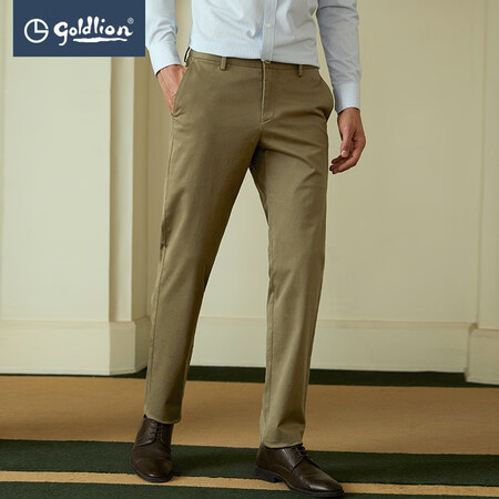 Goldlion 2021 autumn and winter casual pants men's long-staple cotton micro-elastic non-iron easy-care straight-leg slim-fit men's business casual trousers Slim-fit-khaki-69 32 Goldlion 2021 autumn and winter casual pants men's long-staple cotton micro-elastic non-iron easy-care straight-leg slim-fit men's business casual trousers Slim-fit-khaki-69 32