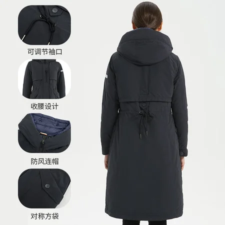 Jieao down jacket women's long windbreaker cotton sense winter coat coat hooded ladies down jacket 7981308 2393#blue 170/L Jieao down jacket women's long windbreaker cotton sense winter coat coat hooded ladies down jacket 7981308 2393#blue 170/L