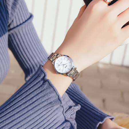 Aiqi EYKI watch ladies women's watch steel belt female students girls waterproof female models national watch women's simple quartz watch middle school students Korean brand high school students junior high school watches Europe, America, Japan and South Korea temperament silver white-female models Aiqi EYKI watch ladies women's watch steel belt female students girls waterproof female models national watch women's simple quartz watch middle school students Korean brand high school students junior high school watches Europe, America, Japan and South Korea temperament silver white-female models