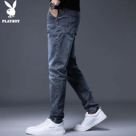 Playboy PLAYBOY jeans men's trend spring and summer casual pants men's loose business straight all-match trousers blue gray 32 Playboy PLAYBOY jeans men's trend spring and summer casual pants men's loose business straight all-match trousers blue gray 32