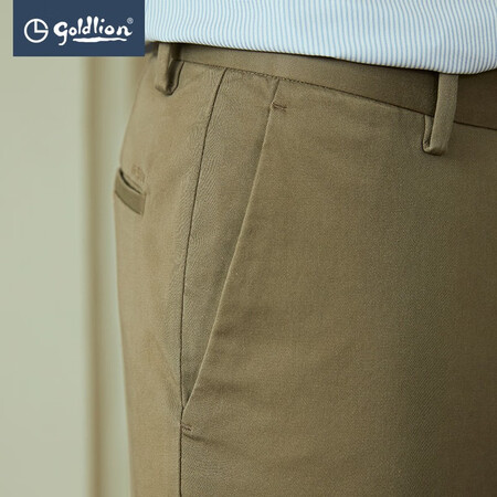 Goldlion 2021 autumn and winter casual pants men's long-staple cotton micro-elastic non-iron easy-care straight-leg slim-fit men's business casual trousers Slim-fit-khaki-69 32 Goldlion 2021 autumn and winter casual pants men's long-staple cotton micro-elastic non-iron easy-care straight-leg slim-fit men's business casual trousers Slim-fit-khaki-69 32