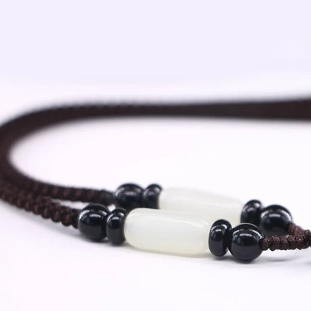 Mountain Jade Pendant Rope Hetian Jade Pendant Rope Jade Jade Pendant Rope Hand-woven Pullover Men's and Women's Necklace Rope Optimization Hetian Jade + Black Onyx-Brown Mountain Jade Pendant Rope Hetian Jade Pendant Rope Jade Jade Pendant Rope Hand-woven Pullover Men's and Women's Necklace Rope Optimization Hetian Jade + Black Onyx-Brown