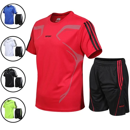 Sports suit men's new fashion all-match casual suit men's fitness quick-drying underwear male students basketball uniform thin section breathable running sportswear outdoor two-piece suit sportswear large size men's clothing blue 2XL Sports suit men's new fashion all-match casual suit men's fitness quick-drying underwear male students basketball uniform thin section breathable running sportswear outdoor two-piece suit sportswear large size men's clothing blue 2XL