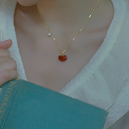 BOLYPLACE brand red agate acacia bean necklace female red bean summer new light luxury niche design pendant gift for girlfriend wife red bean bracelet BOLYPLACE brand red agate acacia bean necklace female red bean summer new light luxury niche design pendant gift for girlfriend wife red bean bracelet