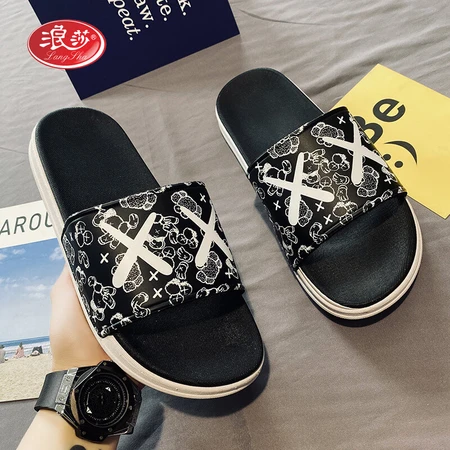 Langsha slippers men and women couple shoes 2022 summer outdoor wear slippers beach shoes home sandals trendy shoes simple fashion comfortable bathroom bathing home outer wear mandarin duck shoes black and white 41-42 Langsha slippers men and women couple shoes 2022 summer outdoor wear slippers beach shoes home sandals trendy shoes simple fashion comfortable bathroom bathing home outer wear mandarin duck shoes black and white 41-42