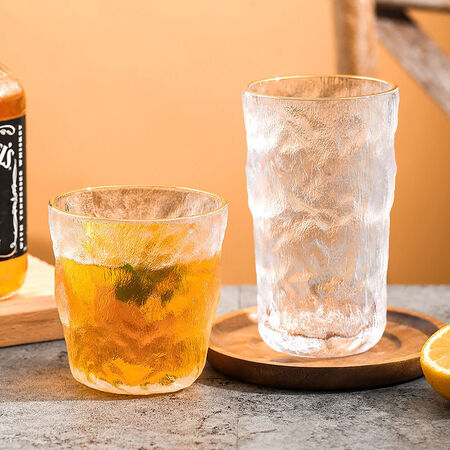 Huixun glacier pattern glass household high-value water cup women's juice cup ins wind ice cup coffee mug beer mug high style 2 packs Huixun glacier pattern glass household high-value water cup women's juice cup ins wind ice cup coffee mug beer mug high style 2 packs
