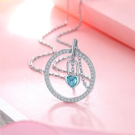 Old Temple Silver Circle Lock Pendant Set Chain Creative Love Lock Internet Celebrity Necklace Women's Zircon Clavicle Chain Korean Style Simple Fashion Jewelry Total Weight: 2.7g Old Temple Silver Circle Lock Pendant Set Chain Creative Love Lock Internet Celebrity Necklace Women's Zircon Clavicle Chain Korean Style Simple Fashion Jewelry Total Weight: 2.7g