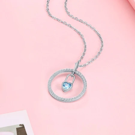 Old Temple Silver Circle Lock Pendant Set Chain Creative Love Lock Internet Celebrity Necklace Women's Zircon Clavicle Chain Korean Style Simple Fashion Jewelry Total Weight: 2.7g Old Temple Silver Circle Lock Pendant Set Chain Creative Love Lock Internet Celebrity Necklace Women's Zircon Clavicle Chain Korean Style Simple Fashion Jewelry Total Weight: 2.7g
